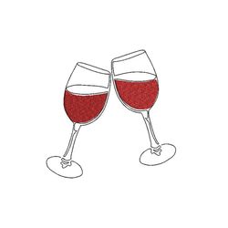 Wine Glasses Machine Embroidery Design