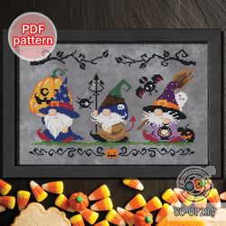 cross stitch pattern halloween gnome soda stitch ghost spider holiday autumn fall elf fairy,so-op284 'halloween gnome'