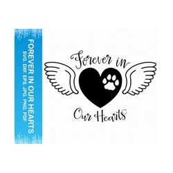 forever in our hearts svg, pet memorial svg, angel dog svg, ornament svg dog svg, in loving memory svg, cricut svg silhouette svg clipart