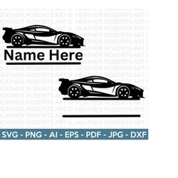 sports car split monogram svg, sports car silhouette, luxury car svg, racing car svg, sports car clipart, cut files for