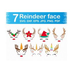 reindeer face svg, reindeer antlers svg, merry christmas reindeer svg, merry christmas svg bundle, deer svg, antlers svg, christmas clipart