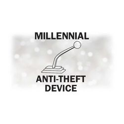 car / automotive clipart: words 'millennial anti-theft device ' with black gear shifter and 1st / 2nd gear labels - digi