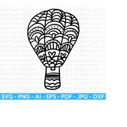 hot air balloon svg, air craft svg,  hot air balloon clipart, air balloon svg, doodle svg, pattern svg, adventure svg, cut file cricut