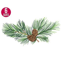 pine cone, pine branch embroidery design, christmas, machine embroidery file, instant download