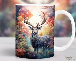 colorful deer mug, deer hunting mug  hunters