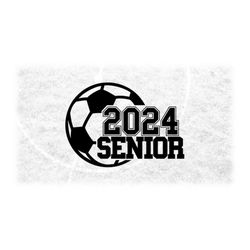 sports clipart: black soccer ball with words '2024 senior' in varsity style cutou-sunflowerdigital