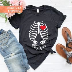 twin pregnancy announcement, halloween twins maternity shirt png, skeleton maternity shirt png, pregnancy announcement s