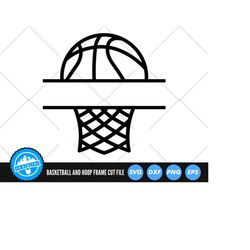 basketball hoop frame svg files | basketball monogram cut files | basketball split name frame vector | basketball vector