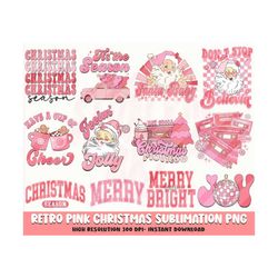 retro christmas png bundle, pink christmas png, groovy christmas svg, christmas shirt design, christmas,pink santa png, christmas bundle png