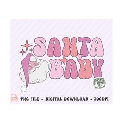 santa baby png, retro christmas png svg, christmas, christmas png, pink santa png, pink christmas png, groovy christmas sublimation designs