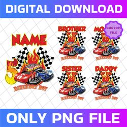 personalized hot wheel birthday boy png, racing cars png, monster truck png, custom named age birthday girl png download