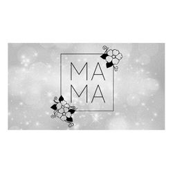 family clipart - moms: elegant word 'mama' in minimalist bold black type with rectangle outline and flowers - digital do