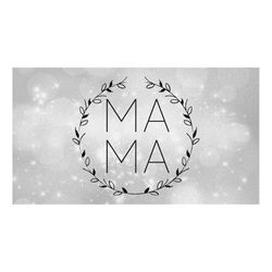 family clipart - moms: simple elegant word 'mama'  in minimalist bold black type inside thin laurel wreath - digital dow