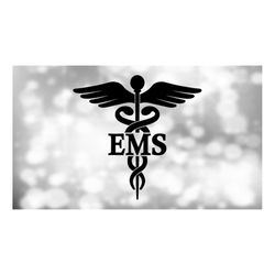 medical clipart: black medical caduceus symbol silhouette with ems for emergency medical services staff - digital downlo