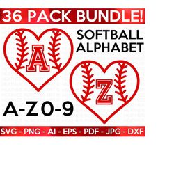 Baseball Softball Heart Monograms SVG Bundle, Baseball Heart svg, Softball Heart svg, Sports svg, Baseball svg, Softball