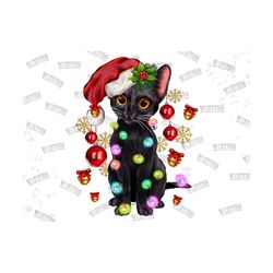 christmas black santa cat png sublimation design,christmas animal png,christmas png,merry christmas ,western christmas p