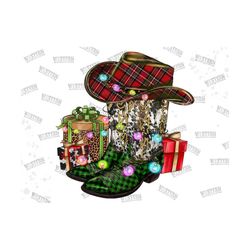 christmas cowboy boot png sublimation design,christmas hat  png,christmas gift,western png, cowboy boot png, cowhide png