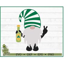 st patrick's day gnome with beer bottle svg file, dxf, eps, png, st patrick's day svg, gnome svg, cricut svg, cut file,