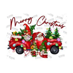 merry christmas santa gnome truck png sublimation design, christmas png, christmas truck png, christmas gnome png, santa