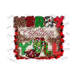 merry christmas yall png sublimation design,christmas light png,christmas png, western png, cowboy boot png,cowhide png,