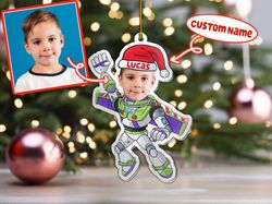 custom buzz lightyear toy story photo with name, personalized name and text, christmas shape ornament acrylic