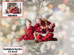 personalized family photo ornament, christmas shape ornament acrylic, custom photo mom and kids christmas