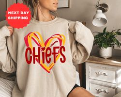 kc chiefs sweatshirt, kc chiefs in my heart shirt, kansas city football sweatshirt, gift for football fan, kc football s