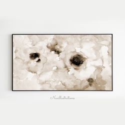 samsung frame tv abstract brown flower watercolor monotone sepia floral downloadable, digital download art