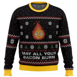 studio ghibli may all your bacon burn calcifer hoodie 3d zip hoodie 3d ugly christmas sweater 3d fleece hoodie