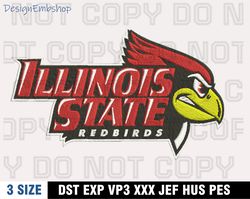 illinois state redbirds embroidery designs, ncaa machine embroidery design, machine embroidery pattern