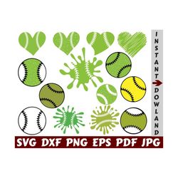 softball ball svg - softball heart svg - softball splash svg - softball cut file - softball clipart - softball design svg - softball shirt