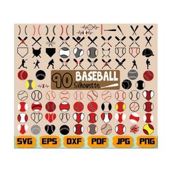 baseball silhouette - sport svg - baseball ball svg - baseball bat svg - baseball player svg - baseball stitches svg - baseball lace svg