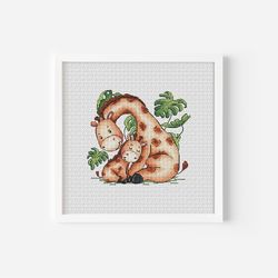 giraffes cross stitch pattern pdf, animal embroidery, giraffe baby hand embroidery digital design