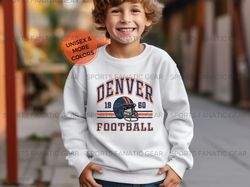 denver broncos youth crewneck sweatshirt, kids nfl football game day shirt