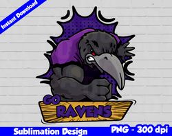 ravens png, football mascot comics style, go ravens t-shirt design png for sublimation, sport mascot design