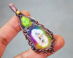 rainbow solar quartz pendant wire wrapped handmade jewellery quartz gemstone jewellery women's gifts gift for her