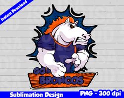 broncos png, football mascot comics style, go broncos t-shirt design png for sublimation, sport mascot design