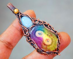 rainbow solar quartz pendant copper wire wrapped handmade jewellery women gifts jewellery christmas gifts jewellery