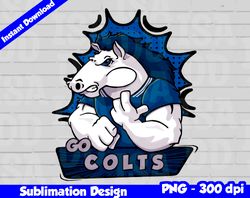 colts png, football mascot comics style, go colts t-shirt design png for sublimation, sport mascot design