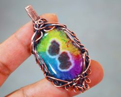 solar quartz pendant rainbow solar quartz pendant wire wrapped jewellery copper handmade gifts jewelry women's gifts