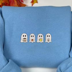 cute ghosts embroidery machine design, spooky halloween embroidery design, spooky vibes embroidery file