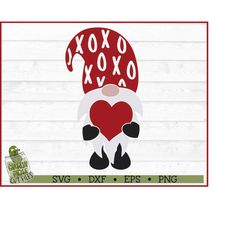 valentine gnome with heart svg file, dxf, eps, png, valentine svg, gnome svg, silhouette cameo svg, cricut svg, cut file