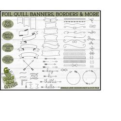 foil quill banners, borders & more svg, single line svg, sketch svg, foil quill design, laser engraving svg, foil quill