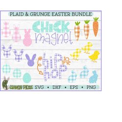 plaid & grunge easter svg file bundle, dxf, eps, png, spring, distressed, cricut svg, silhouette cameo, cutting file, di