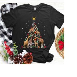 funny giraffe christmas tree ornament decor gift t shirt, christmas giraffe sweatshirt, christmas giraffe , giraffe love