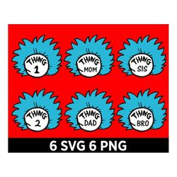 thing 1 and thing 2 cat in the hat svg png