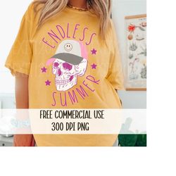 endless summer png, free commercial use, png for hoodie, summer skeleton png, cute aesthetic png, png for sublimation, d