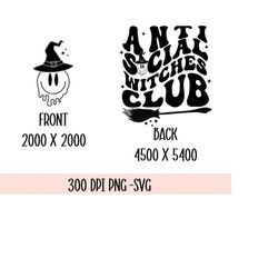 antisocial witches club svg, witches svg, halloween svg, halloween png, trendy halloween, funny svg, sublimation, digita