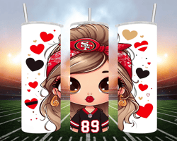 cute 49ers girl/ ai image/ digital art- 20 oz skinny tumbler wrap - sublimation design - png file