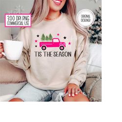 tis the season png, free commercial use, trendy pink christmas png, shirt design for chrismas, sublimation png, digital